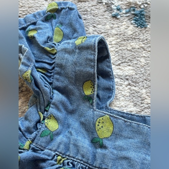 Tucker & Tate Lemon Print Flutter Sleeve Blue Chambray Peasant Dress Girls Sz 4 - Picture 5 of 6